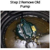 Step 2. Remove the old pump from the basin. Also remove the check valve.